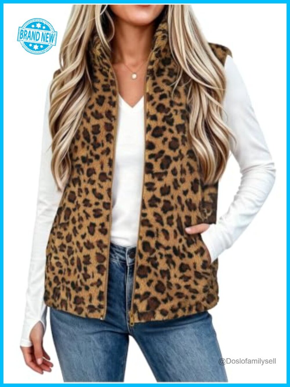Fleece Sherpa Vest Fuzzy Zip Up Warm Cozy Outerwear Pockets